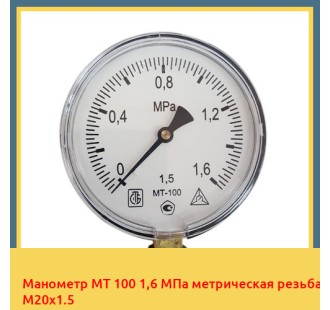 Манометр МТ 100 1,6 МПа метрическая резьба М20х1.5 в Фергане